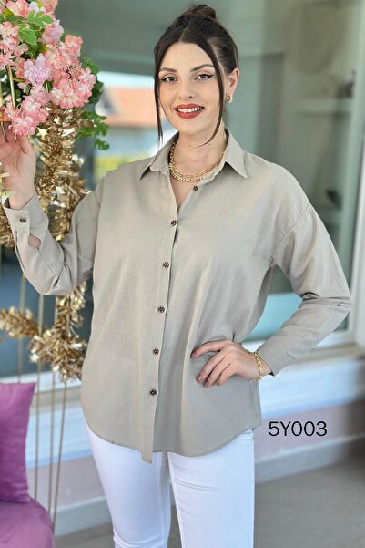 İnce Topuk Cotton Linen Shirt 5Y003