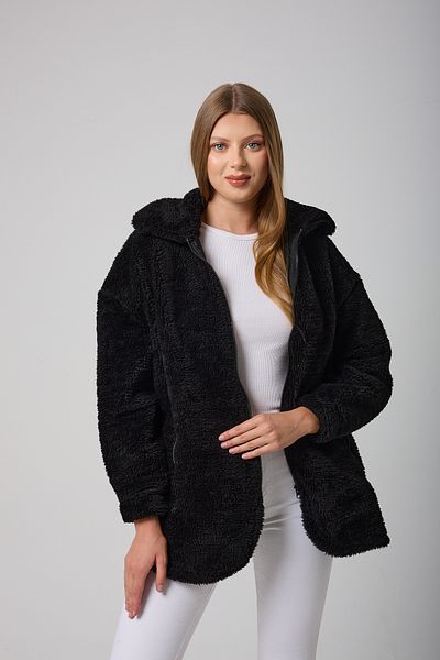 Royalside Sports Women's Black Plush Windproof Welsoft Couple Winter Sports Coat Coat