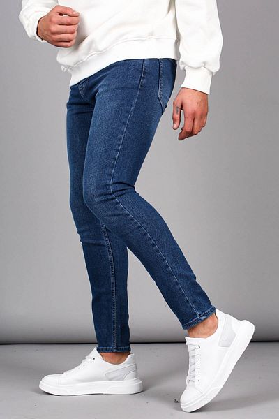 Madmext Pánské džíny Skinny Fit modré Full Lycra Stonewashed 6327