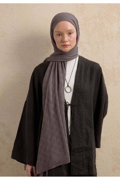 Fresh Modal Checkered Shawl Metallic Gray