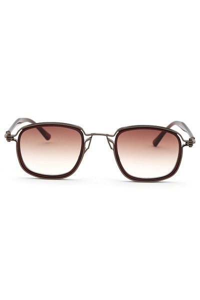 Angel Eyes Rectangle Metal Brown Frame Bone Handle Brown Glass Unisex Sunglasses