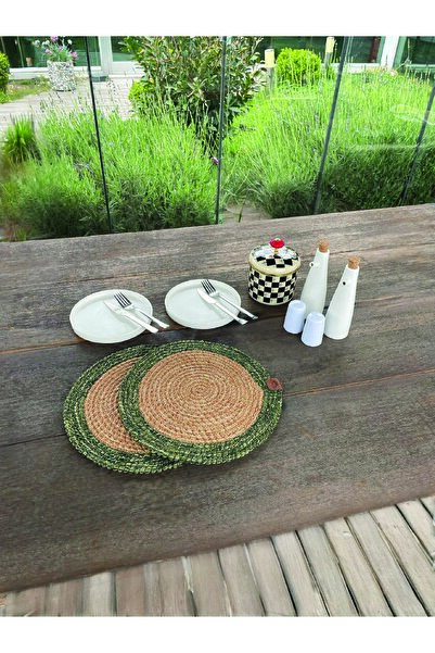 homeınn 2-Person Round American Service - Supla Natural-Green 33X33 cm