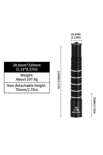 BUCKLOS 210MM BUCKLOS Bike Handlebar Stem Height Extender Aluminum Alloy Handlebar Rise Up Adapter Fork Stem