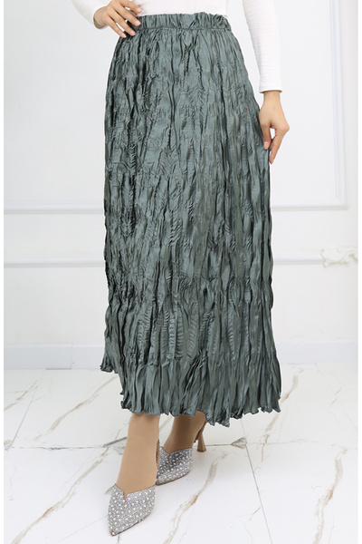 sefamerve Beli Lastikli Saten Etek 0048-02 Küf Yeşili