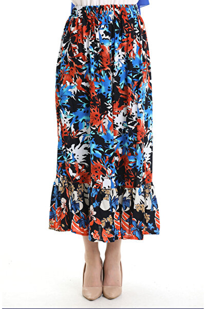 sefamerve Viscose Fabric Elastic Waist Ruffle Skirt 2012g-02 Saks