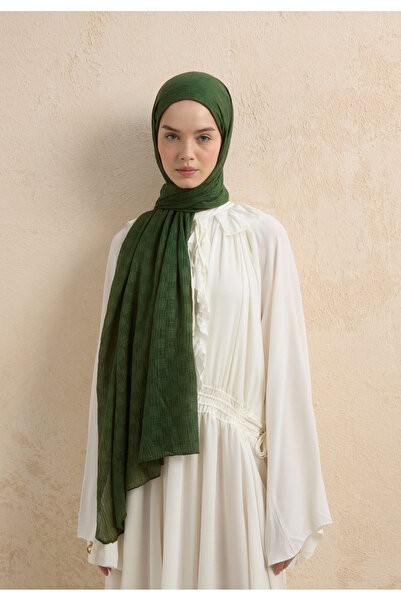 Fresh MODAL DAMALI ŞAL ÇAM YEŞİLİ