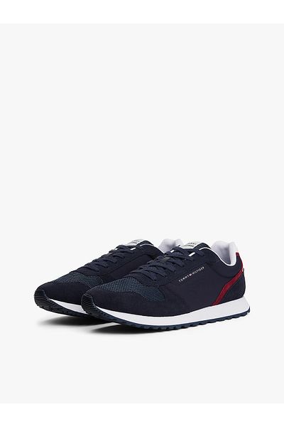 Tommy Hilfiger Men's Comfortable Normal Sole Breathable Upper Surface Leather Navy Blue Sneaker Fm0Fm05427-Dw5