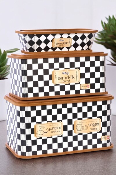 morponi 3'lü Ahşap Patates Soğanlık Ekmeklik Sebzelik Sepeti Ekmek Sepeti Kutusu