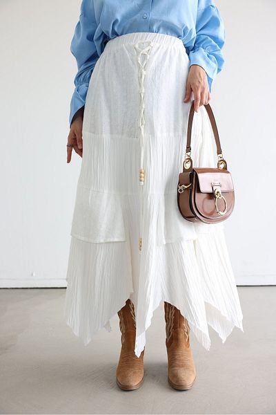 My Blog Ecru Asymmetrical Cut Skirt - 251052