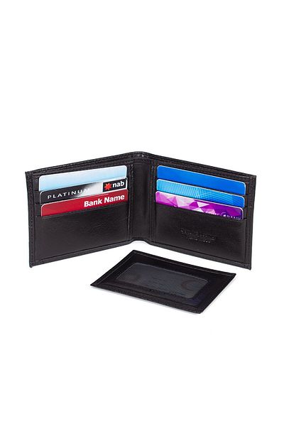 Newish Polo Men's Genuine Leather Card Holder and Wallet - Black