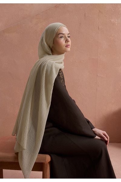 Fresh Modal Krinkil Shawl Natural Beige