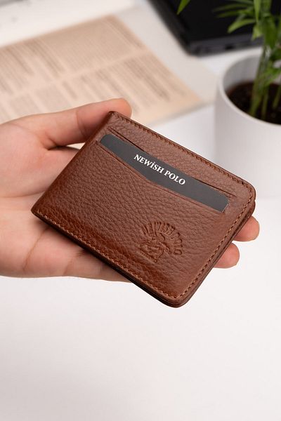 Newish Polo Ανδρικό Γνήσιο Δερμάτινο Πορτοφόλι και Θήκη Κάρτας - Μαύρισμα