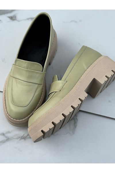Leather Loafers Olive Chic