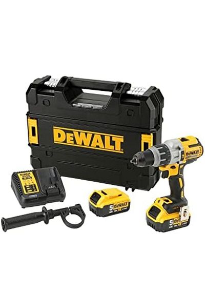 Dewalt طقم مثقاب كومبي DCD996P2، 2 × 5.0 أمبير/ساعة XR ليثيوم أيون بدون فرشاة، 18 فولت، أصفر/أسود، مجموعة من 7 قطع