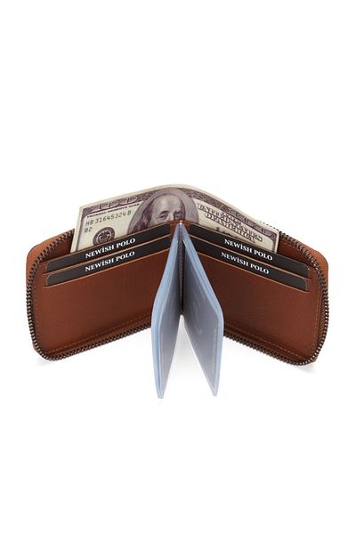 Newish Polo Men's Genuine Leather Wallet and Card Holder - Tan