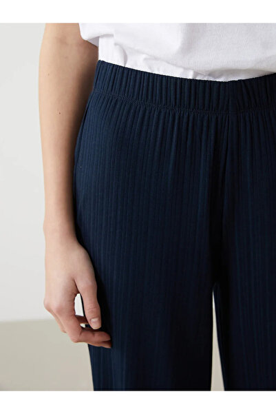 LC Waikiki LCWAIKIKI Classic Lacivert Beli Lastikli Dokulu Kadın Pantolon