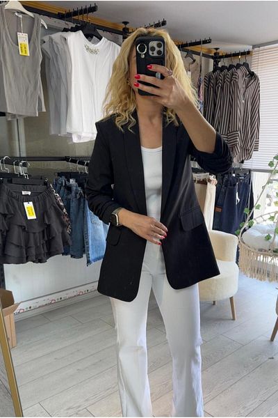 CemBebe Black Comfortable Fit Blazer Jacket
