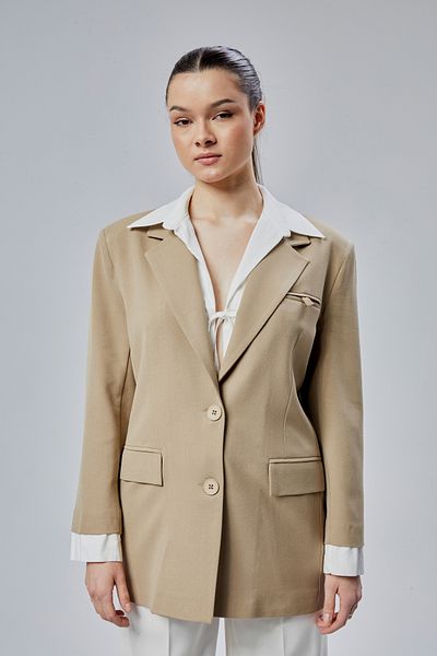 Bolivente Regular Blazer Jacket with Mink Shirt Detail