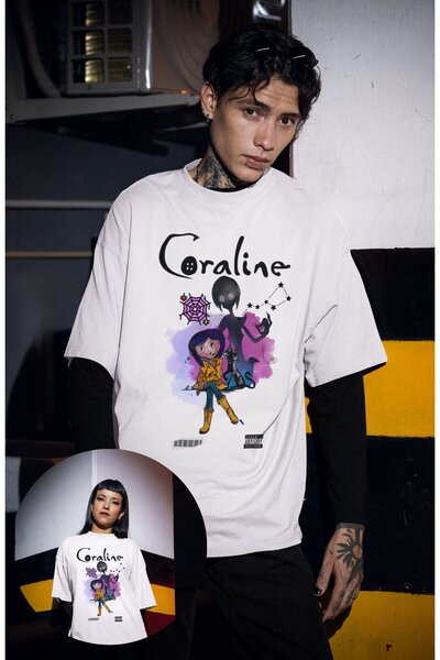 Fuddy Moda Unisex majica sa temom filma Coraline Štampano T-shirt, Oversize kroj