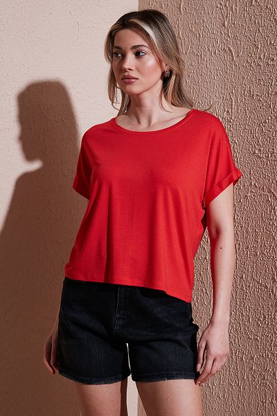 Fashion Friends Comfort Fit Crew Neck Blouse Bluz 25Y0519K1