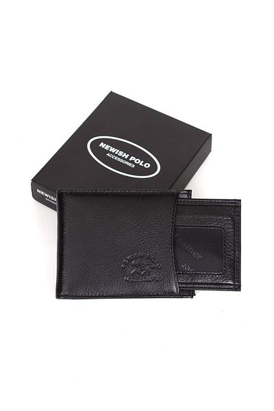 Newish Polo Men's Genuine Leather Card Holder and Wallet - Black