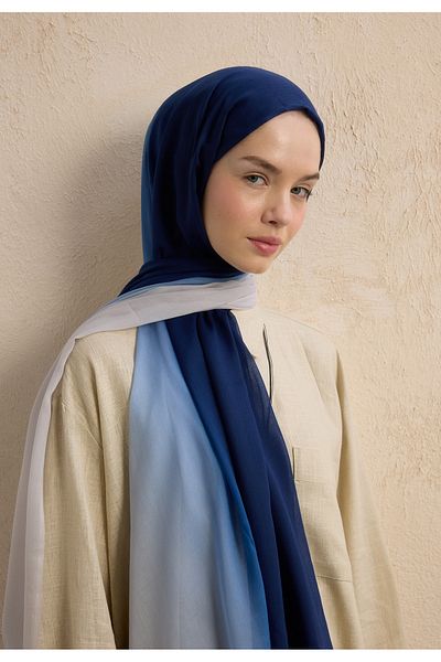 Fresh Modal Degrade Shawl Navy Blue-Silver