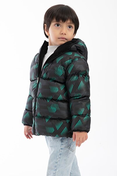 Royalside Sportski kaput za dečake, crno-zeleni digitalni uzorak Flis voda i ...