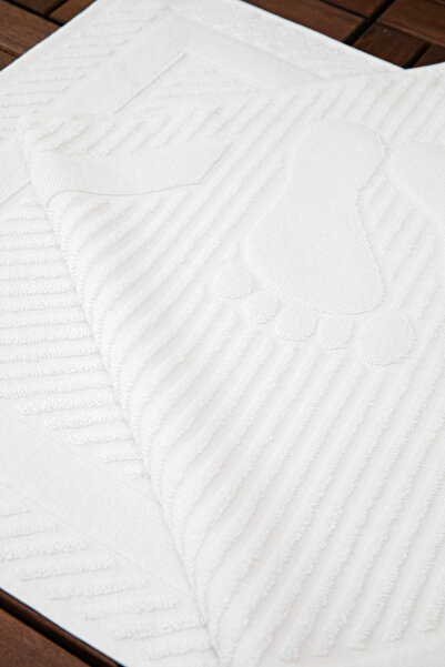 FAVORA Leoline 100% Cotton Premium 2-Piece Foot Towel - White