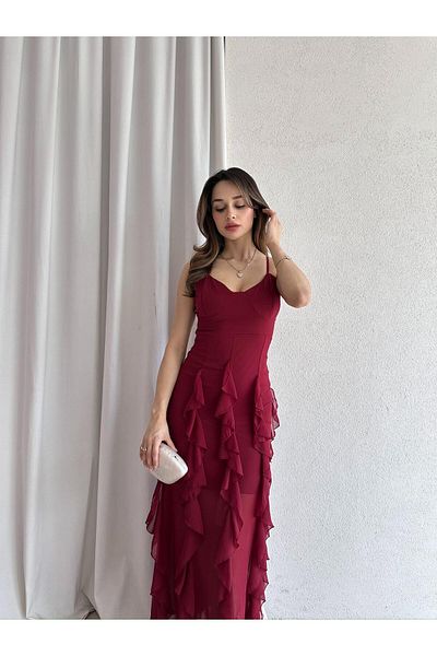 Mooi Butik JOSE Maxi Φόρεμα 4793 - Βουργουνδία