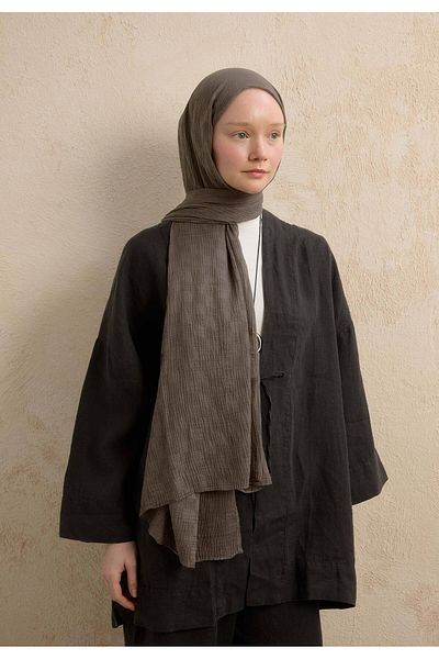 Fresh Modal Checked Shawl Smoke