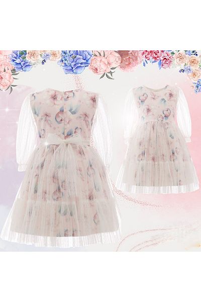 ChatonDor Girl's Floral Printed Evening Dress