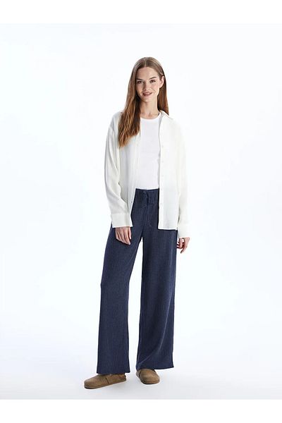 LC Waikiki XSIDE Indigo Women's Textured Pants with Elastic Waist