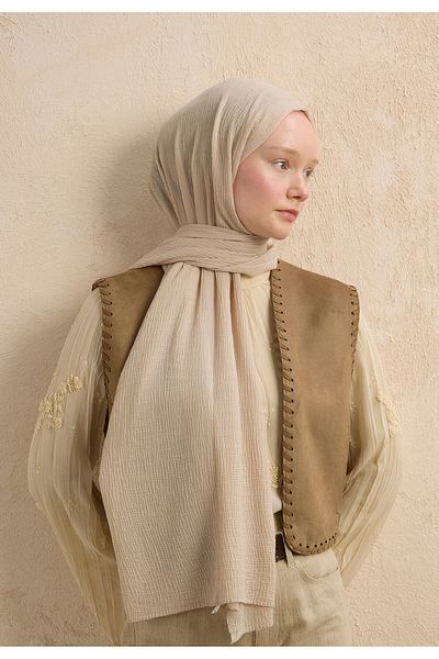 Fresh Modal Krinkil Shawl Beige