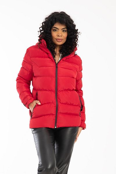 Royalside Women's Red Hooded Fleece Inside Fur Waterproof Wind Resistant Sports Coat Coat Parka