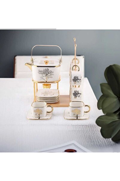 Home Home1144 Altın Detaylı Lüks Porselen Çay Seti - 12 Parça
