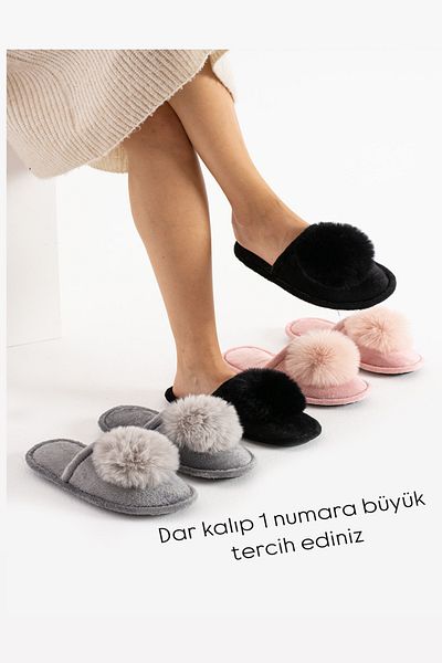 MODA BULVARI مجموعة من 3 شباشب للضيوف من Pompom: شباشب منزلية، وحزمة، ومقعد للضيوف
