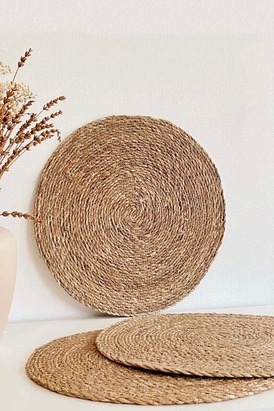 Tilbe Home 6-Piece American Service Wicker Supla Table Tableware Organizer Plate Mat Bamboo Rattan Handmade