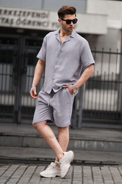 Madmext Graues Basic-Shorts-Set für Herren 5940
