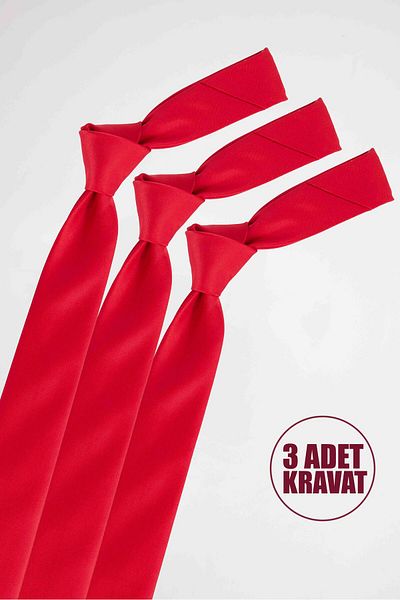 Tudors 3 Pack Plain Slim Red Men's Ties