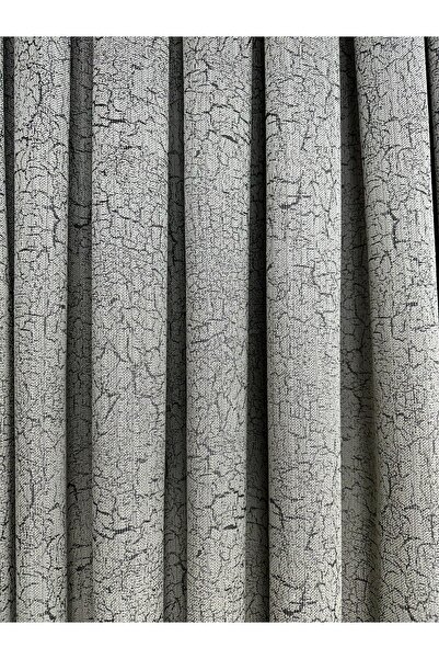 Erdoğanlar Koza Adde Gri Detaylı Taş Rengi Fon Perde Tek Kanat 1/2,5 Orta Sık...