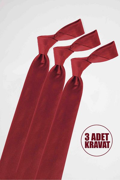 Tudors 3 Pack Plain Slim Burgundy Men's Ties