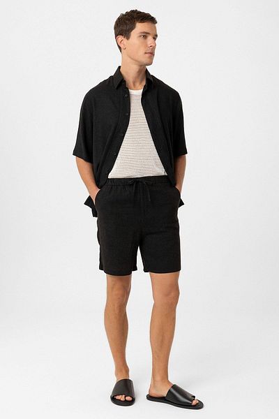 Antioch Black Linen Blend Men's Shorts