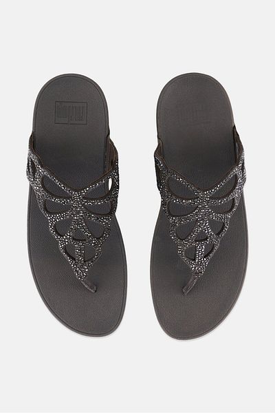 Fitflop Women Bumble Orystal Slip On Slippers, Grey