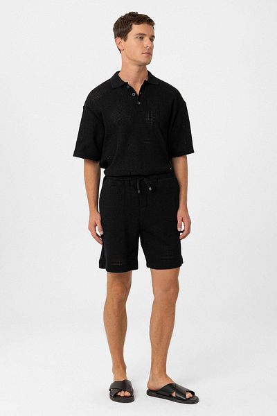 Antioch Black Textured Relaxed Men's Shorts