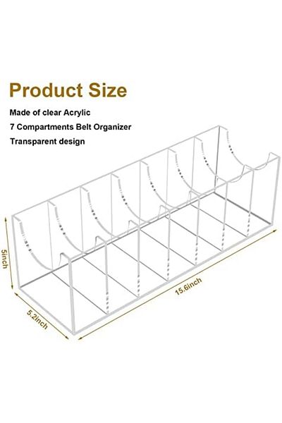 Generic 2-Pack Acrylic Belt Organizer with 7 Compartments for Closet Drawer Storage of Belts and Accessories