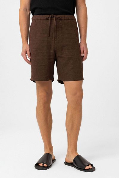 Antioch Brown Linen Blended Men's Shorts