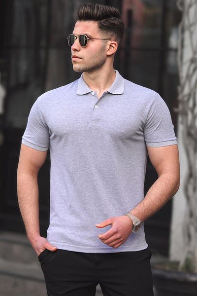 Madmext Graues Basic Poloshirt für Herren 5101