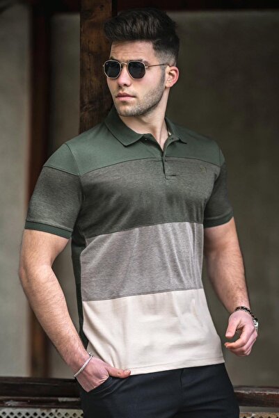 Madmext Ανδρικό μπλουζάκι χακί πόλο λαιμόκοψη 5103