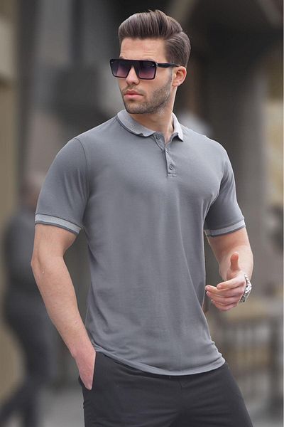 Madmext Smoked Regular Fit Herren T-Shirt mit Polokragen 6105