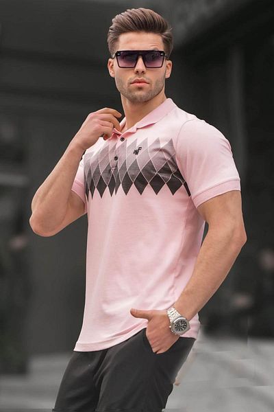Madmext Ανδρικό μπλουζάκι Polo με μοτίβο σε σκόνη 6106